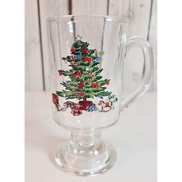 Luminarc Vintage Christmas Tree & Holly Glass Mugs Set Of 2 | Holiday Hostess - Picture 9 of 14